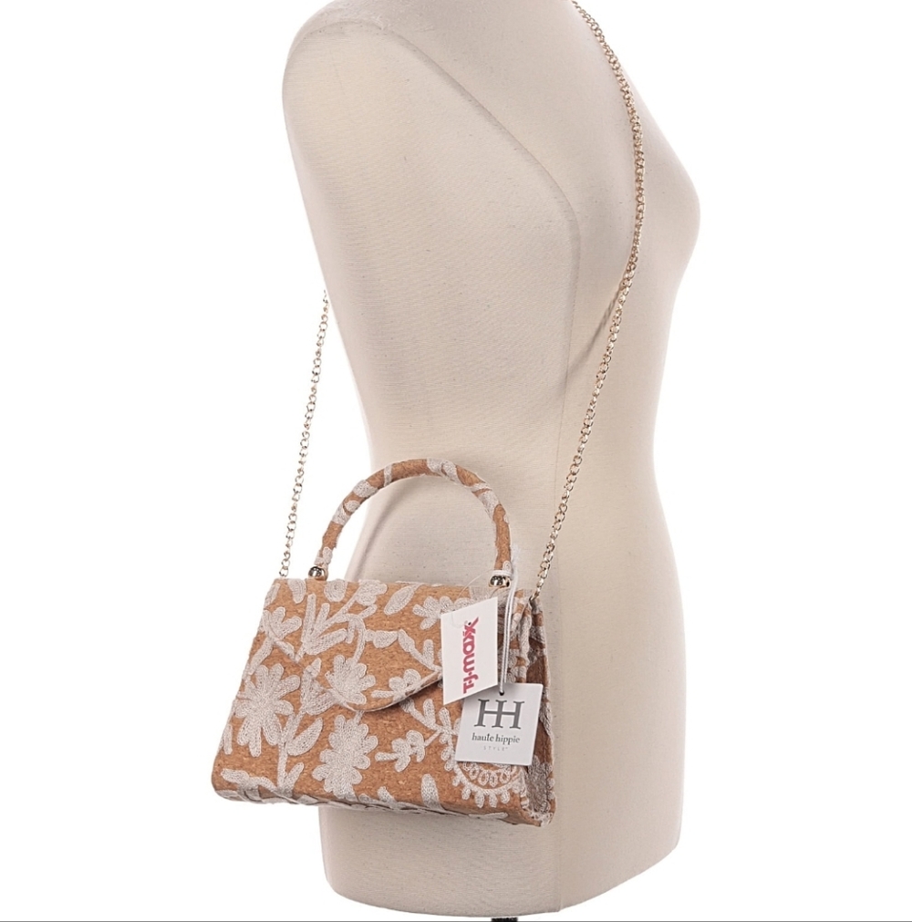 Haute Hippie Tan Floral Crossbody Bag